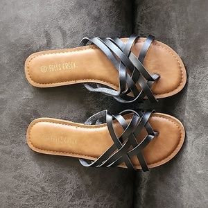 Black Leather Strap Sandal